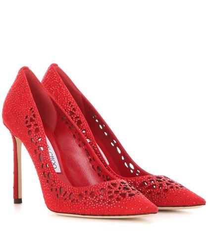 Valentino Memento Romy 100 Embellished Suede Pumps