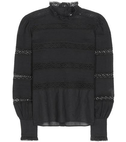 Saint Laurent Ria Lace-trimmed Cotton Blouse