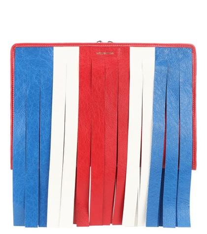 Balenciaga Bazar Fringes Leather Clutch