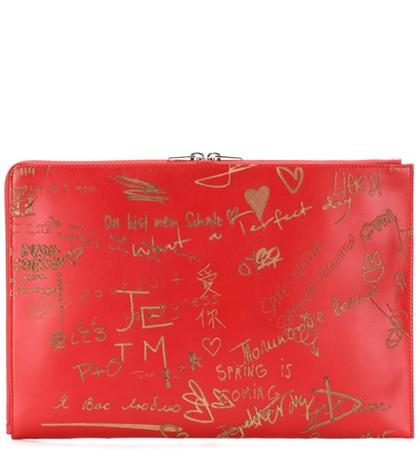 Balenciaga Essential Pouch Embossed Leather Clutch