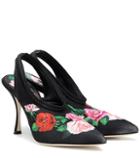 Dolce & Gabbana Lori Floral Satin Slingback Pumps