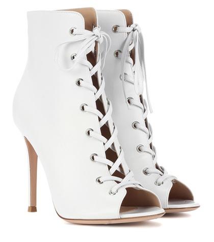 Gianvito Rossi Marie Peep-toe Leather Ankle Boots