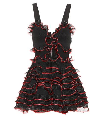 Alexander Mcqueen Piped Ruffle Zip Dress