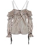 Self-portrait One-shoulder Striped Top