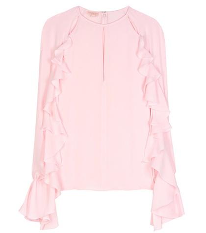 Stuart Weitzman Flounced Silk Top