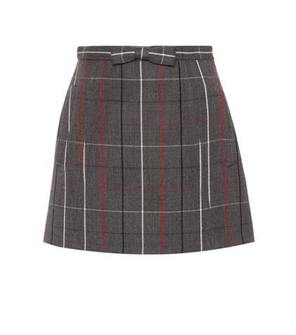 Miu Miu Check Wool Miniskirt