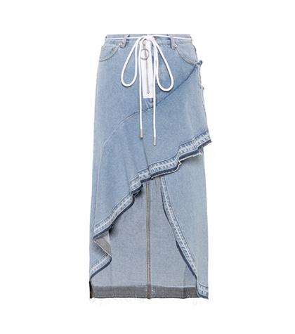 Off-white Asymmetrical Denim Skirt