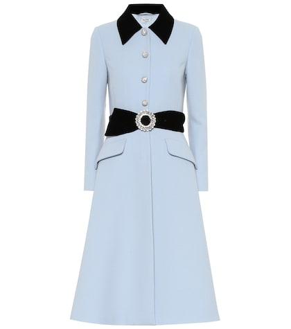 Brunello Cucinelli Velvet-trimmed Wool Coat