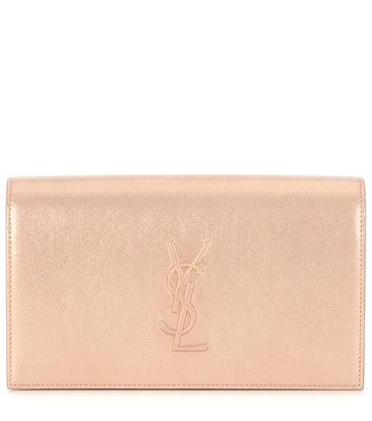 Saint Laurent Kate Metallic Suede Clutch