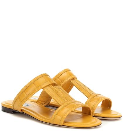Tod's Croc-embossed Leather Sandals