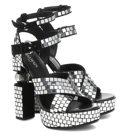 Balmain Jenni Suede Embellished Sandals