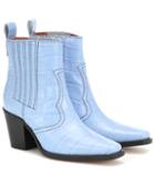 Ganni Callie Croc-embossed Ankle Boots