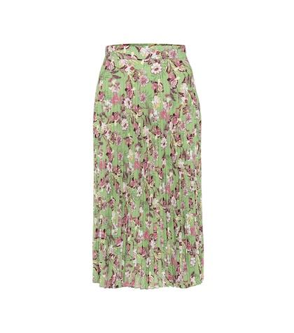 Aquazzura Pleated Floral Crêpe Skirt