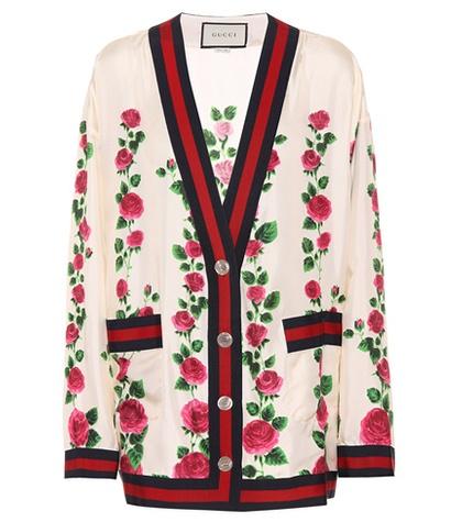 Gucci Rose Garden Printed Silk Cardigan