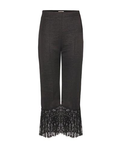 Edun Fringed Wool-blend Cropped Trousers