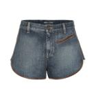 Saint Laurent Leather-trimmed Denim Shorts