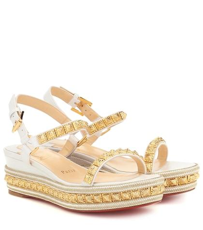 Christian Louboutin Pyraclou 60 Metallic Leather Sandals