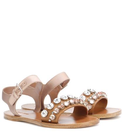 Miu Miu Embellished Leather And Satin Sandals