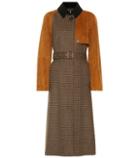 Salvatore Ferragamo Checked Wool And Suede Trench Coat