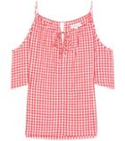 The Row Nedra Gingham Cold-shoulder Top
