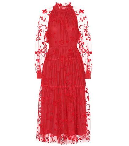 Co Flocked Tulle Dress