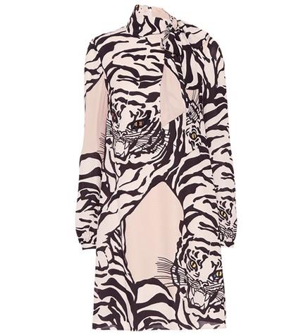 Valentino Tiger-printed Silk Dress