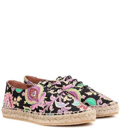 Etro Lace-up Canvas Espadrilles