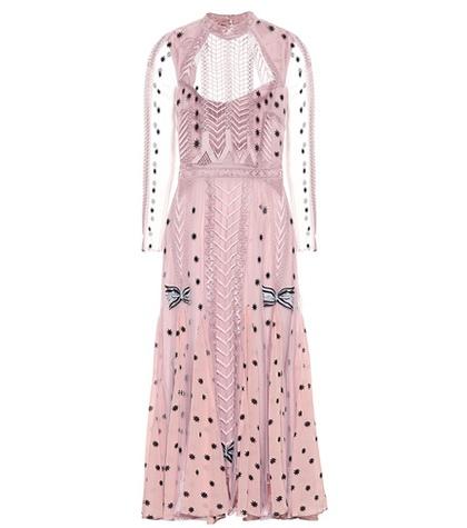 Alexander Mcqueen Storm Embroidered Midi Dress