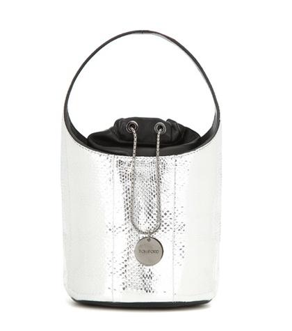 Tom Ford Mini Miranda Metallic Snakeskin Bucket Bag