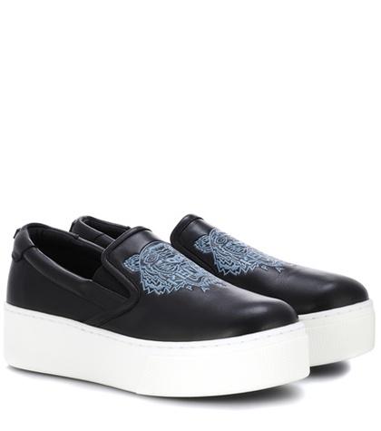 Kenzo Slip-on Plateau Leather Sneakers