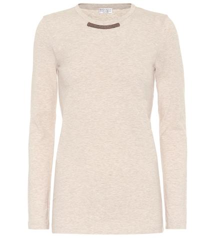 Brunello Cucinelli Embellished Stretch Cotton Top