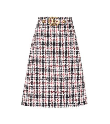 Gucci Plaid Cotton-blend Tweed Skirt