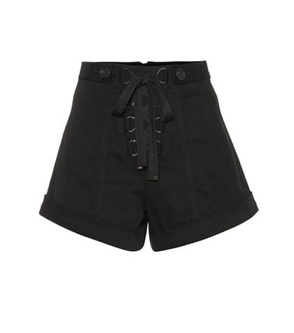 Self-portrait Lace-up Stretch Cotton Shorts