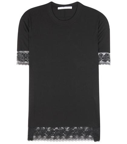 Givenchy Lace-trimmed Silk-blend T-shirt