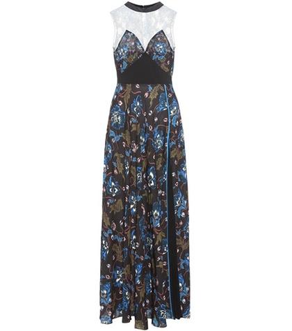 Self-portrait Lace Bodice Printed Dress