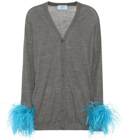 Loewe Exclusive To Mytheresa.com – Feather-trimmed Wool Cardigan