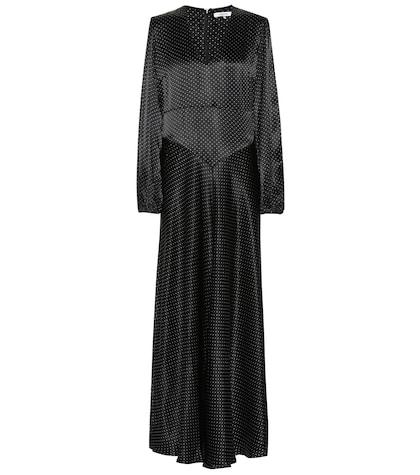 Ganni Polka-dot Satin Maxi Dress
