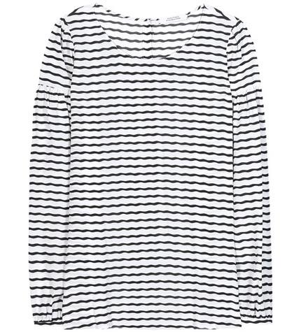 Miu Miu Curly Stripe Silk-blend Top