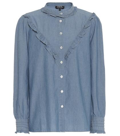 Re/done Ruffled Chambray Blouse