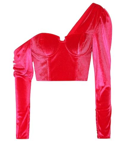 Self-portrait Velvet Crop Top
