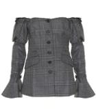Chlo Plaid Wool Off-the-shoulder Blazer