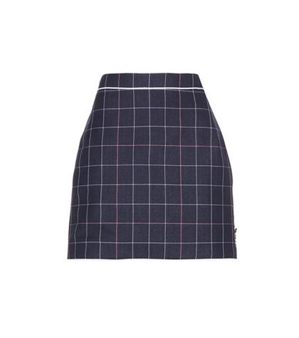 Thom Browne Windowpane Wool And Cotton Blend Skirt