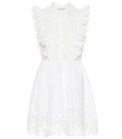 Self-portrait Eyelet Cotton-blend Minidress