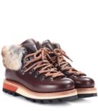 Woolrich Fur-trimmed Leather Ankle Boots
