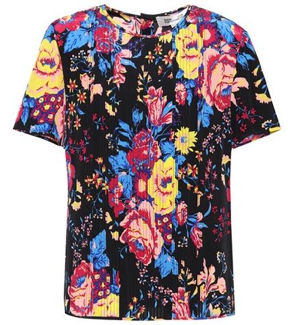 Diane Von Furstenberg Printed Silk Pleat Top