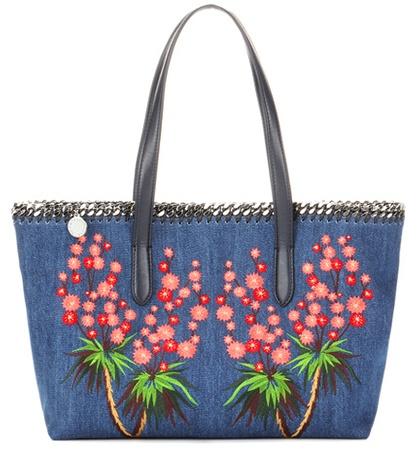 Stella Mccartney Falabella Embroidered Denim Shopper