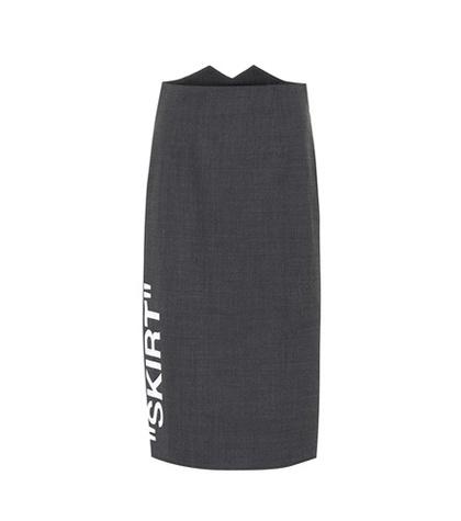 Off-white Stretch Wool Pencil Skirt