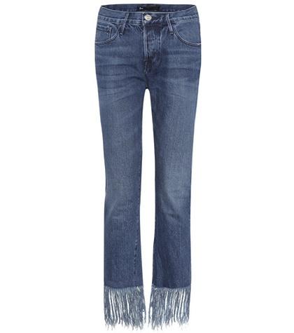 Etro Straight Crop Fringe Jeans