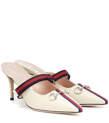Gucci Web Leather Mules