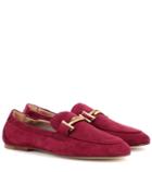 Ganni Double T Suede Loafers